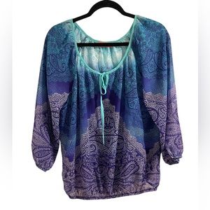Spoiled brand size large blouse. NWTS never been worn. Tie top and elastic waist